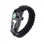 9595 Pusulalı & Magnezyum Çubuklu Paracord Bileklik Siyah - 1