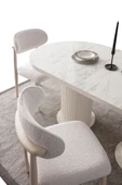 EDSY HOME Mermer Desen Oval 4 Sandalyeli Masa Takımı ( Ayaklar Plastik ) - 3
