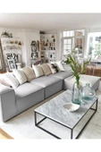 EDSY HOME Mira Relax 4 Modül Köşe Koltuk ( GRİ ) Keten Kumaş thumbnail 1