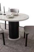 EDSY HOME Mermer Desen Oval 4 Sandalyeli Masa Takımı ( Ayaklar Plastik ) thumbnail 5