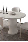 EDSY HOME Mermer Desen Oval 4 Sandalyeli Masa Takımı ( Ayaklar Plastik ) - 2
