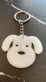 Sedefli Beyaz Köpek Yüzü Anahtarlık Handmade El Yapımı Epoksi Hediyelik - 7