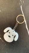 Sedefli Beyaz Köpek Yüzü Anahtarlık Handmade El Yapımı Epoksi Hediyelik - 5