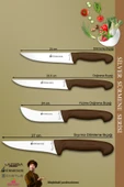 Sürmene Silver Serisi Kahve Sap Mutfak Bıçak Seti Et Ekmek Sebze Dilimleme Bıçağı 4 Lü Set (srm-027) - 2