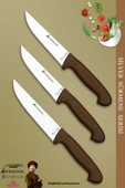 Sürmene Silver Serisi Kahve Sap Mutfak Bıçak Seti Et Ekmek Sebze Bıçağı 3 Lü Set ( Srm-022) - 1