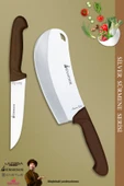 Sürmene Silver Serisi Kahve Sap Mutfak Bıçak Bıçağı Pizza Salata Börek Bıçağı 2 Li Set (Srm-024) - 1