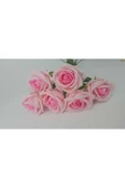 Yapay Kadife Gül 10 Adet Açık Pembe 50 cm VazoDekor Gelin Çiçeği ev Süsü - 4