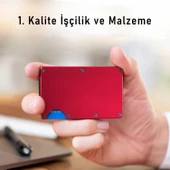 Valkyrie RFID Korumalı Alüminyum Metal 20 Kart Kapasiteli İnce Hafif Güvenli Kartlık Kırmızı - 8