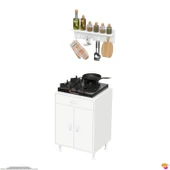 Modilayn DOQU (M) Set Ocak Altı Dolap 60x88x56 cm. Çekmeceli, kapaklı, tüp bölmeli ve baharat raflı thumbnail 9