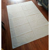 Pamuklu Bukle Lüks Kilim (140x200)-Spiral Düz Krem - 1