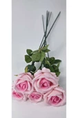 Yapay Kadife Gül 10 Adet Açık Pembe 50 cm VazoDekor Gelin Çiçeği ev Süsü - 3