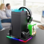 XBOX SERİES X UYUMLU ŞARJLI FANLI RGB Lİ DİKEY STAND İPEGA PG-XBX024S thumbnail 1