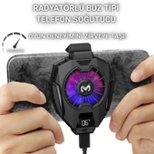 Polham 7500RPM Buz Tipi Radyatörlü Led Işıklı Telefon Soğutucu Fan, Sıcaklık Göstergeli Sessiz Soğutucu - 1
