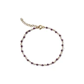 14 Ayar Altın Kaplama Yakut Renk Doğal Taşlı El Yapımı Gümüş Bileklik - CBS00126 - 3