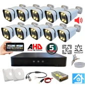 ARNA 10 KAMERALI 5 MP SESLİ WARM LED WATERPROOF 3.6 MM LENS H.265 AHD GÜVENLİK SETİ - ST510B - 1