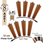 8 Adet Ahşap Ayak 12 Cm Açık Meşe M8 Civatalı Bağlantı Aparatlı Dolap Mobilya Koltuk Kanepe Destek Ayağı Ayakları thumbnail 1