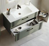 Orka Bari 100 cm Mat Yeşil Banyo Dolabı Alt Modül ve Lavabo - 2