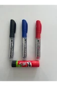 Tahta kalemi seti 3 adet mavi-siyah-kırmızı 11 gram Pritt yapıştırıcı hediyeli - 1