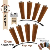 8 Adet Ahşap Ayak 12 Cm Koyu Meşe M8 Civatalı Bağlantı Aparatlı Dolap Mobilya Koltuk Kanepe Destek Ayağı Ayakları thumbnail 1