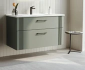 Orka Bari 100 cm Mat Yeşil Banyo Dolabı Alt Modül ve Lavabo - 3