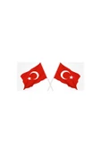 Türk Bayrağı 30x45 Cm Sopalı Özel Alpaka Kumaş Bayrak (10 Adet) - 2
