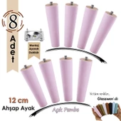 8 Adet Ahşap Ayak 12 Cm Açık Pembe M8 Civatalı Bağlantı Aparatlı Dolap Mobilya Koltuk Kanepe Destek Ayağı Ayakları thumbnail 1