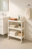 Flex Elite Pro 3 Katlı Beyaz Tekerlekli Çok Amaçlı Raf Ünitesi – Banyo, Mutfak & Organizer - S-75 - 5