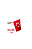 Türk Bayrağı 30x45 Cm Sopalı Özel Alpaka Kumaş Bayrak (10 Adet) - 1