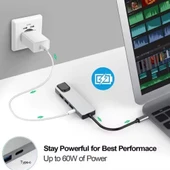 USB-C 4 in 1 Hub 2xUSB-A 2xUSB-C Çıkışlı USB-A+C Girişli Metal Gövdeli Dönüştürücü - 2