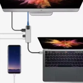 USB-C 4 in 1 Hub 2xUSB-A 2xUSB-C Çıkışlı USB-A+C Girişli Metal Gövdeli Dönüştürücü - 1