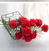 Nettenevime Yapay Çiçek Kırmızı Gül 12 Adet Tek Dal 50cm thumbnail 7