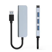 Fh25 USB-A  Çoklayıcı 4xUSB-A 3.0 Portlu Yüksek Hızlı Veri Aktarımlı Kompakt Hub Adaptör - 1