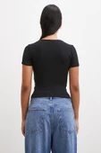 Kare Yaka T-shirt Siyah - 6