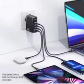FC24 100W GaN Hızlı Şarj Adaptörü 3xUSB-C 1xUSB-A Girişli PD Destekli Çoklu Şarj Cihazı - 2
