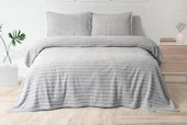 Merinos Modern Twist 3 Parça Çift Kişilik Battaniye Seti Kutulu 220x240 Açık Gri thumbnail 1
