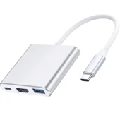 ACL USB-C Hub Çoklayıcı USB-A USB-C HDMI Girişli Metal Gövdeli Adaptör Dönüştürücü - 1