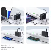 FC24 100W GaN Hızlı Şarj Adaptörü 3xUSB-C 1xUSB-A Girişli PD Destekli Çoklu Şarj Cihazı - 1