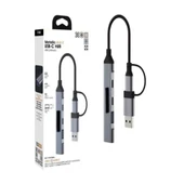 ACL 4 in 1 USB-C Hub 2 USB-A 2 USB-C Çıkışlı USB-A+C Girişli Metal Çoklayıcı Dönüştürücü Adaptör - 1