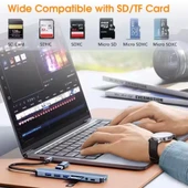 FH27 USB-C Çoklayıcı 3xUSB-A 3.0 3.5mm Ses Girişli USB-C + USB-A Girişli Adaptör thumbnail 1