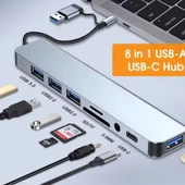 FH27 USB-C Çoklayıcı 3xUSB-A 3.0 3.5mm Ses Girişli USB-C + USB-A Girişli Adaptör - 2