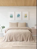 Merinos Modern Twist 3 Parça Çift Kişilik Battaniye Seti Kutulu 220x240 Mocha thumbnail 2