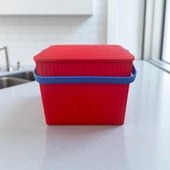 Rainbow Kırmızı Kare Kova Piknik Sepeti Meyve Kovası - 1