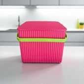 Rainbow Pembe Kare Kova Piknik Sepeti Temizlik Kovası - 1