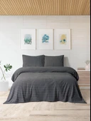 Merinos Modern Twist 3 Parça Çift Kişilik Battaniye Seti Kutulu 220x240 Koyu Gri - 2