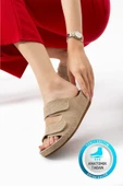 Albishoes Alane Hafif Topuklu Çift Bant İki Cırtlı Anatomik Konfor Kadın Günlük Ev Dışarı Terlik - 1