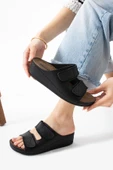Albishoes Alane Hafif Topuklu Çift Bant İki Cırtlı Anatomik Konfor Kadın Günlük Ev Dışarı Terlik - 4
