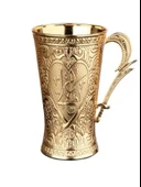 Yonca Altın Renk Porselenli Motifli Fincan ve Zamak Desenli (6.5cmx8.5cm) Bardak Sunum Seti - 5