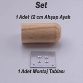 Bohem Doğal Ahşap Silindir Ayak 12 cm Aparat Dahil Mobilya Koltuk Kanepe Sehpa Masa Ayağı Ayakları - 5