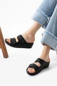Albishoes Alane Hafif Topuklu Çift Bant İki Cırtlı Anatomik Konfor Kadın Günlük Ev Dışarı Terlik - 2