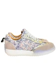 Mavi Hakiki Deri Desenli Comfort Taban Bağcıklı Sneaker - 1